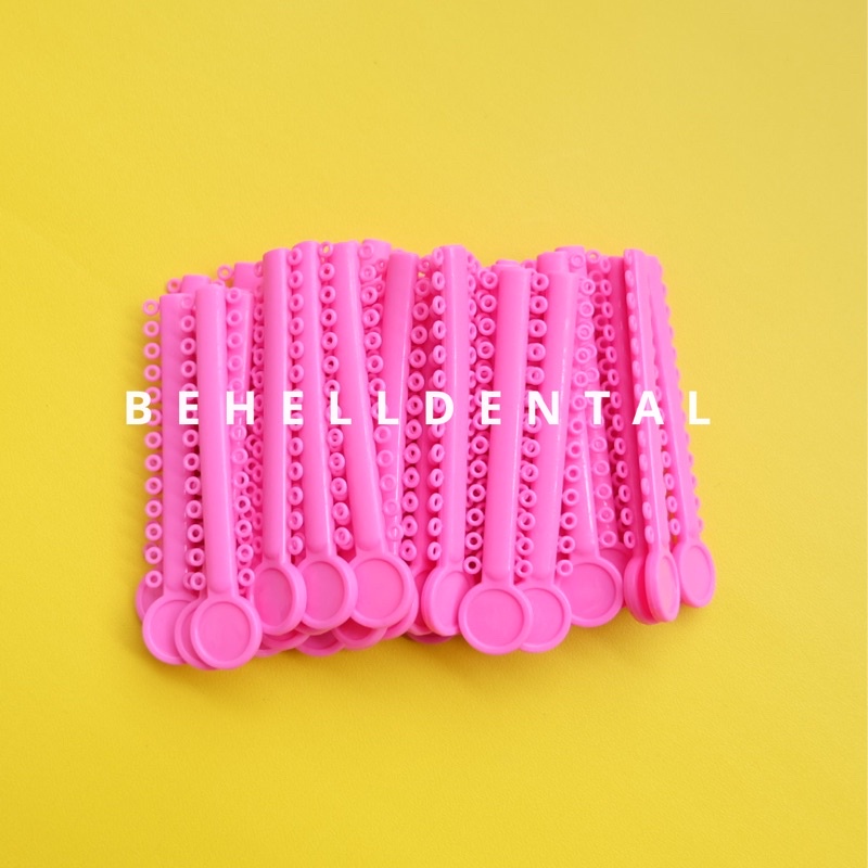 1 PACK ISI 40 PICS TEBAL KARET BEHEL MOTIF POWER O PREMIUM ORIGINAL Warna SHOCKING PINK - Ligature Ties Tie - Dental Rubber Band Elastis Braces Ortho Orthodontik Orthodontics Kawat Gigi Behelldental