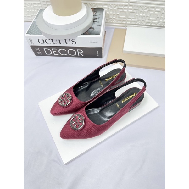 sepatu flatshoes tali belakang wanita terbaru kekinian  bahan satin 2cm LOUISDEAR B40