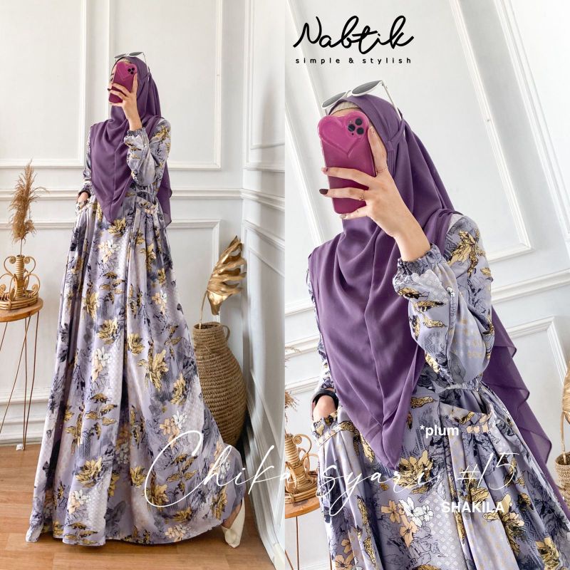 New gamis Chika syar'i #15 terbaru bahan shakila original by nabtik/terlaris