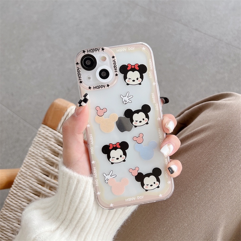 Case Pelindung Lensa Tahan Jatuh Motif Mickey Minnie Untuk iPhone 11 12 13 Pro MAX X XR XSMAX 7 8 Plus