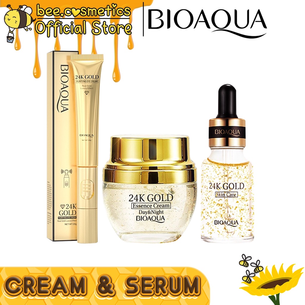 BIOAQUA CREAM ESSENCE 50GR / SERUM 30ML GOLD 24K / EYE CREAM 24K GOLD