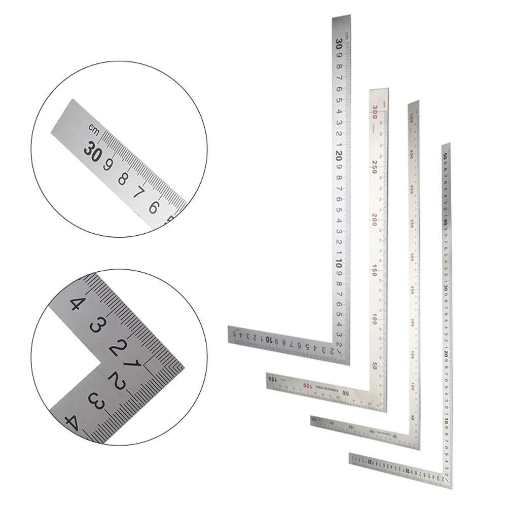 [Elegan] L Shape Ruler Pendidikan Kantor Dua Sisi Stainless Steel Alat Ukur Perlengkapan Sekolah90Penggaris Sudut