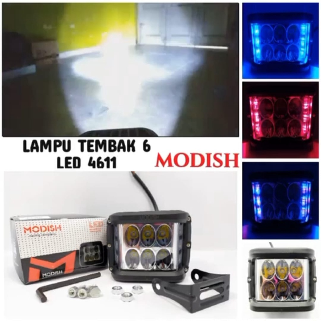 Lampu tembak sorot 6 mata strobo mini Lamp tembak 6 mata 12watt mini flash 3 mode + breket