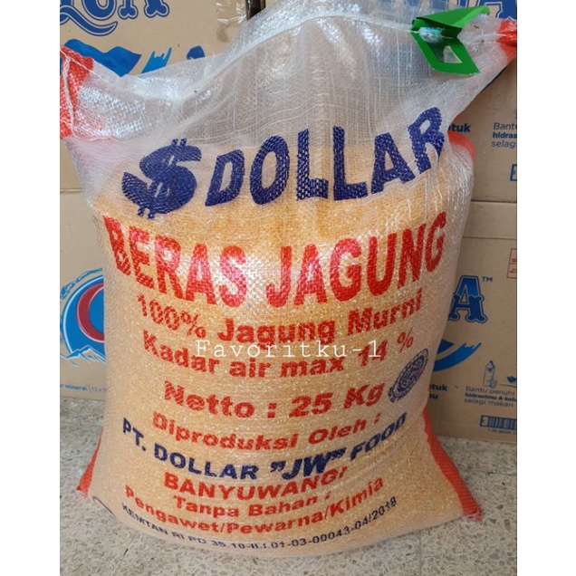 

Beras Jagung Premium Merk DOLLAR 25 kg.100% Jagung Asli. OJOL ONLY