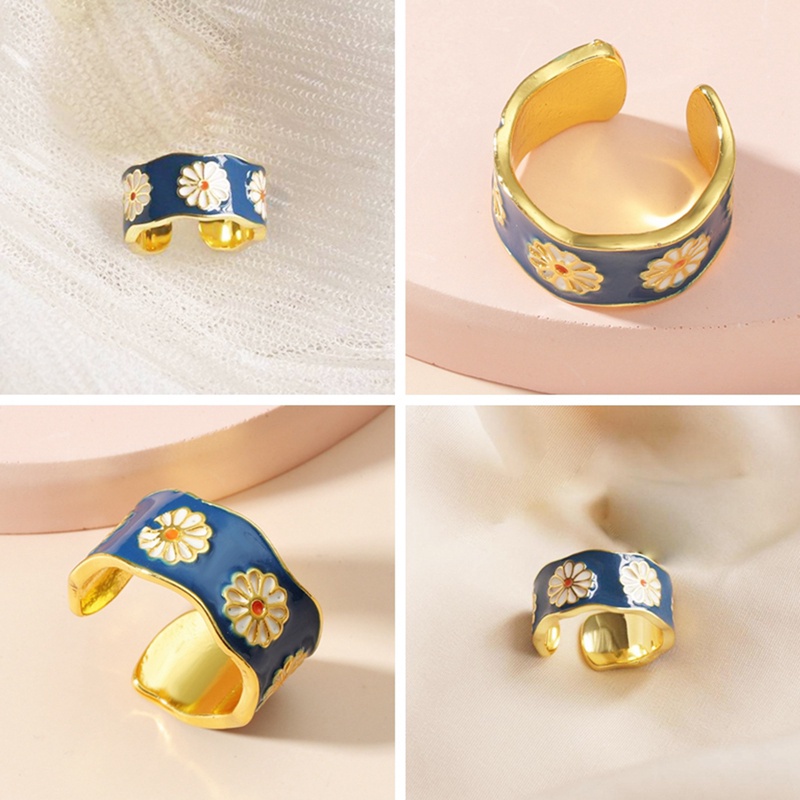 Fancyqube Cincin Enamel Desain Bunga Plum Blossom Gaya Punk Vintage Korea Untuk Wanita