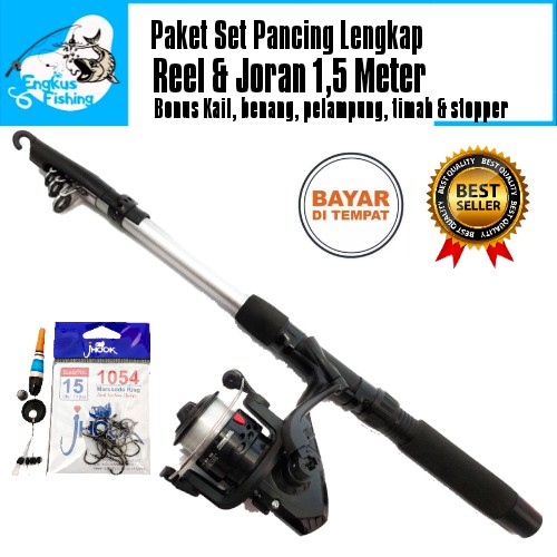 Set Paket Lengkap Pancing Reel &amp; Joran 1,5 Meter Termurah - Engkus Fishing