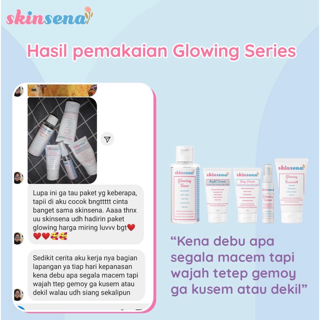 SKINSENA glowing mugwort cica acne care/toner / day / facial face wash cleanser / essence / serum / night cream / acne spot gel / mask masker / body lotion / body scrub mini size full size glow murah bpom mencerahkan jerawat acne prone bruntusan skin sena