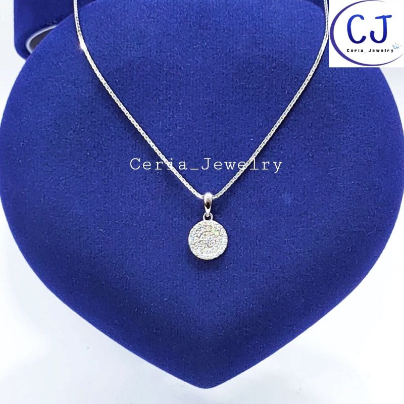 KALUNG PERAK WANITA SILVER ASLI 925 LAPIS EMAS PUTIH LIONTIN BULAT - PERAK ASLI 925 ANTI KARAT