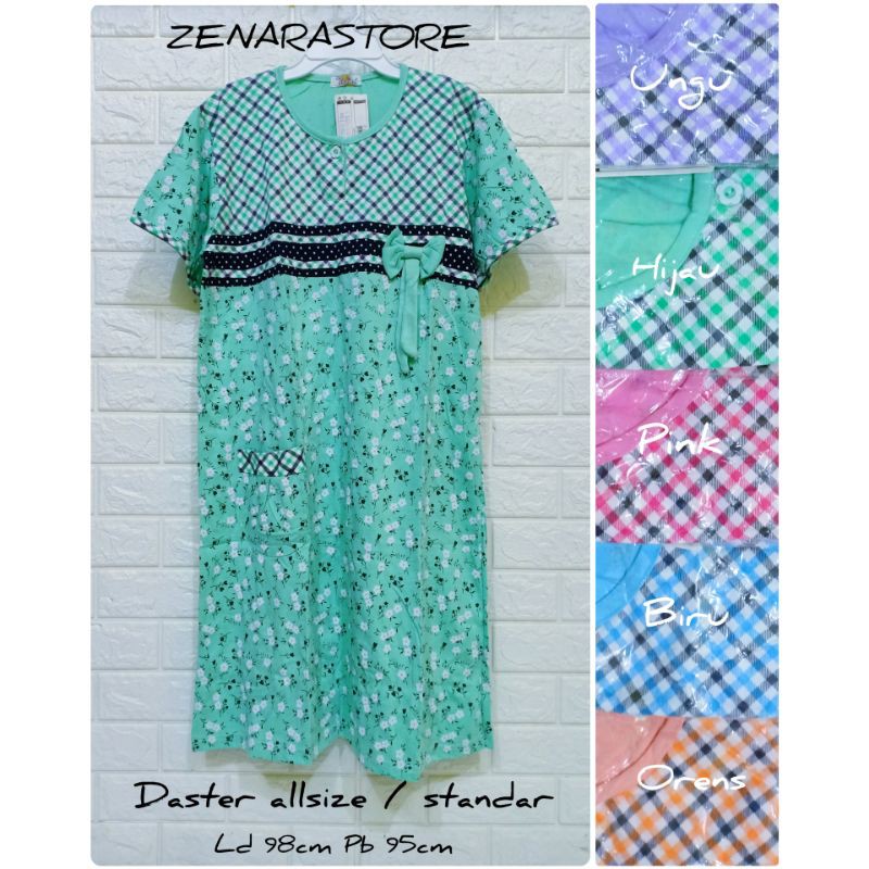 Daster kaos Allsize standar daster pendek midi Ld 98 cm kancing depan Tiana Lorita by