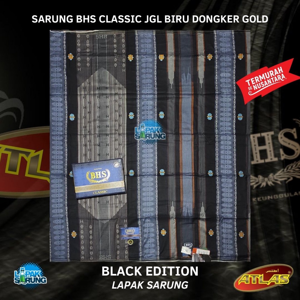 Sarung BHS Classic JGL JGM JGD JGE Jacquard Gunung Legendaris 03 Biru Dongker