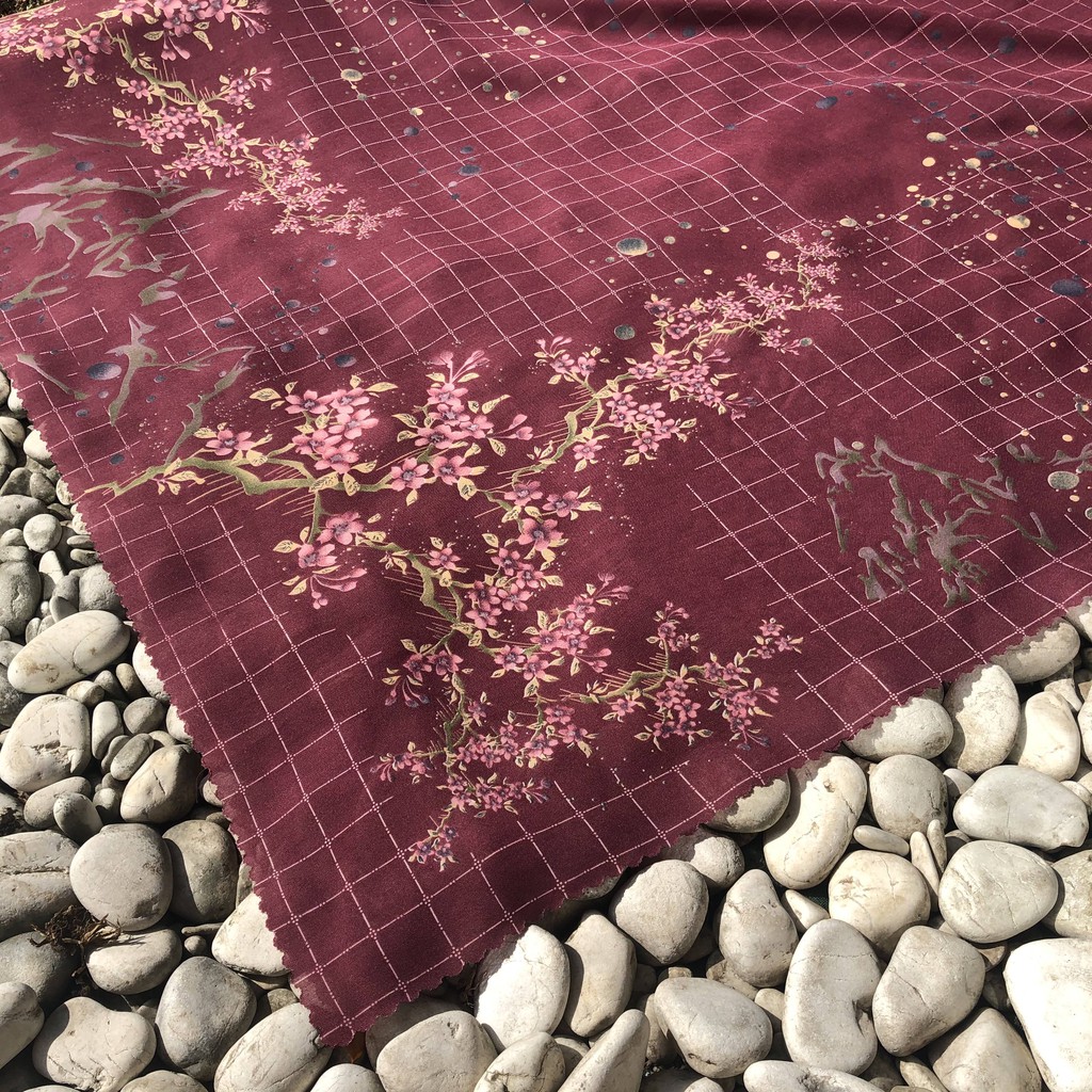 JILBAB MOTIF HIJAB SEGIEMPAT VOAL MOTIF PREMIUM JILBAB PRINT LASERCUT KERUDUNG SEGIEMPAT MOTIF MURAH-Harumi Maroon