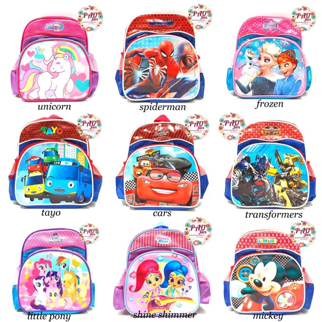 tas ransel PAUD tayo / tas ransel paud shine and shimmer / tas ransel mickey mouse / tas unicorn