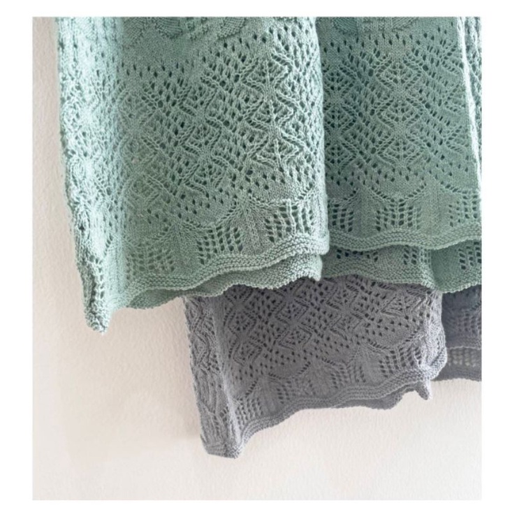 Amelie green n grey crochet knit bellsleeve top