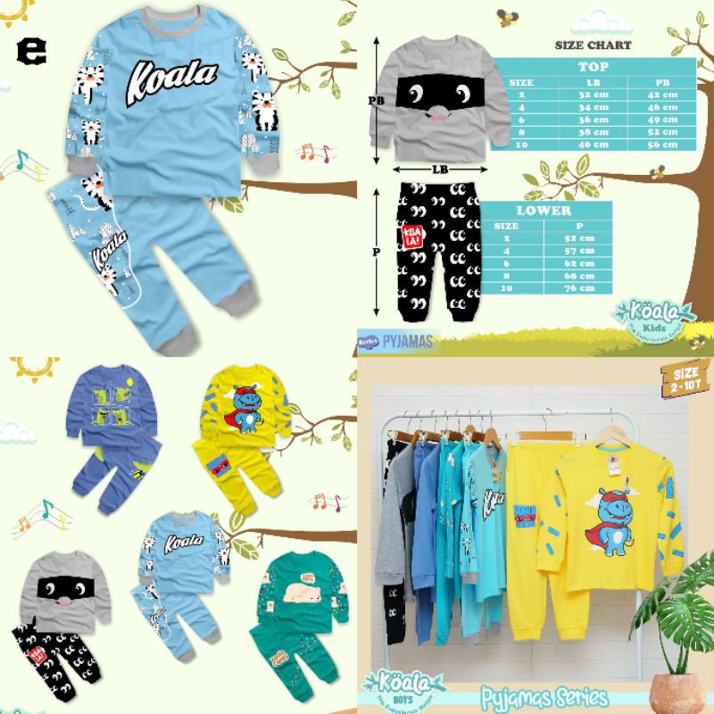 Baju Setelan Lengan Panjang Anak Laki-Laki dan Perempuan Brand Koala usia 1 tahun - 10 tahun