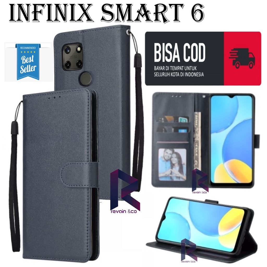 NEW INFINIX SMART 6 SARUNG KULIT FLIP WALLET LEATHER KULIT PREMIUM SARUNG BUKA TUTUP FLIP CASE INFINIX SMART 6