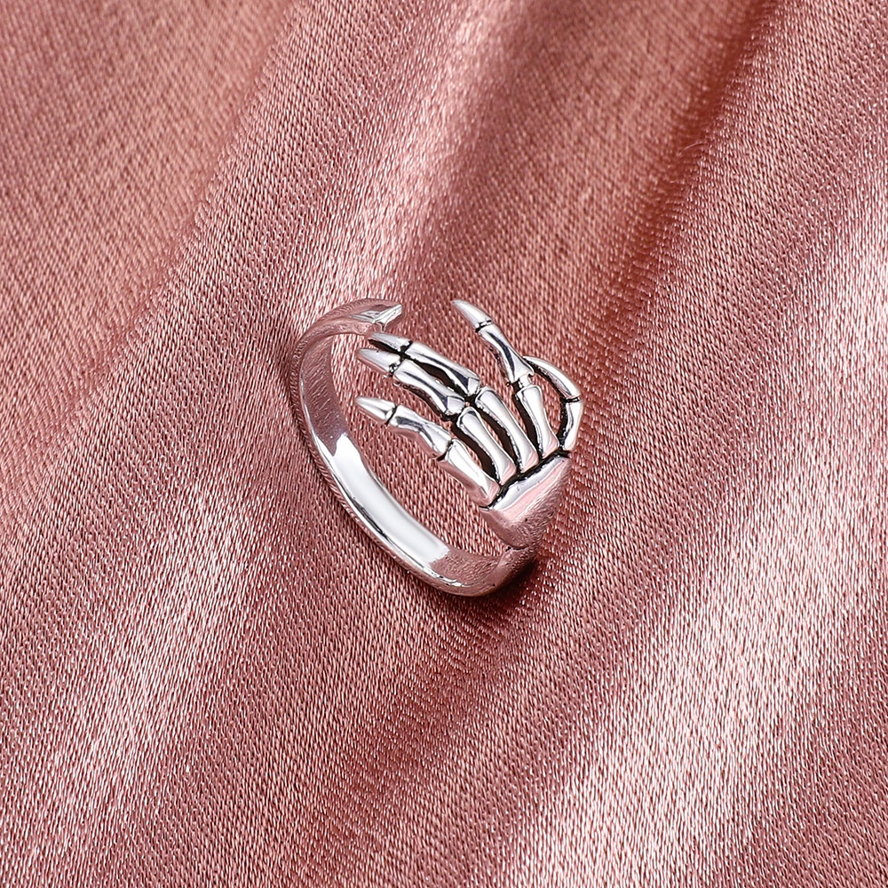 Cincin Model Terbuka adjustable Gaya Retro punk gothic Untuk Wanita