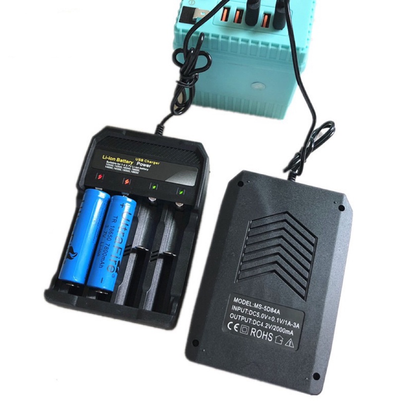 GS8 Charger Baterai USB Lithium 18650 4 Slot Alat Pengisi Baterai 4 Port Usb Power MS-5D84A Black