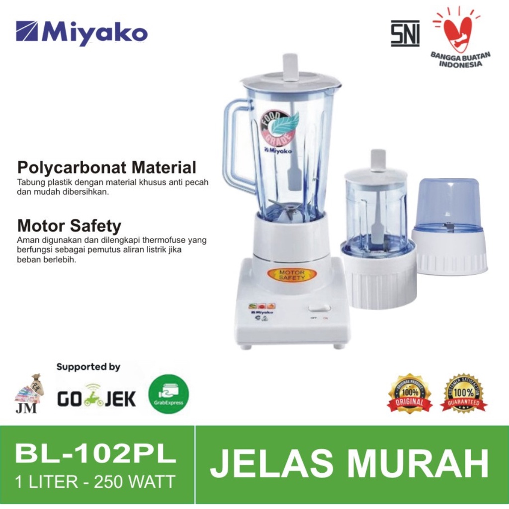 Blender Plastik 1 Liter 3 in 1 Miyako BL-102PL - BL102PL - BL102-PL - BL 102 PL - BL 102-PL - BL-102