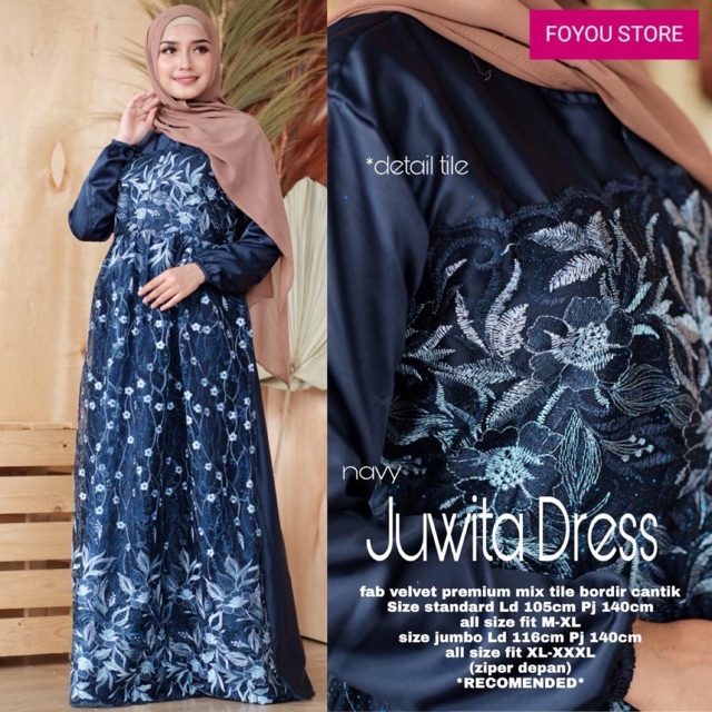 Juwita Dress Dres Brokat Tile