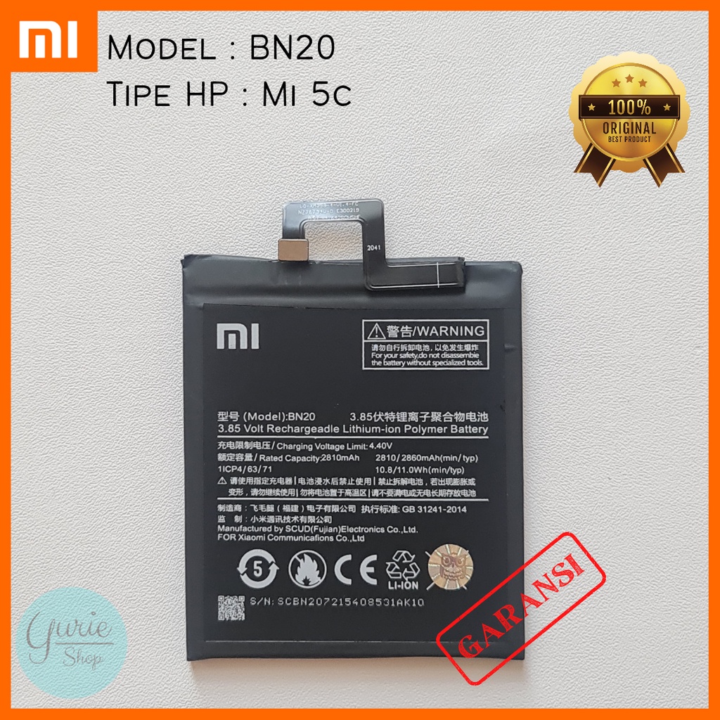 BATERAI BATTERY BATRE XIAOMI MI 5C BN20 ORIGINAL