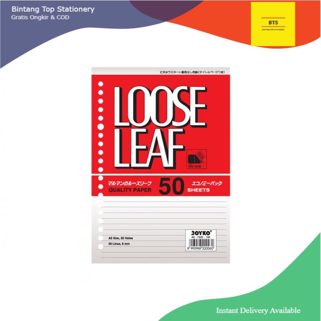 

[BTS] Loose Leaf Joyko A5 50 lembar / Isi Refill Kertas File