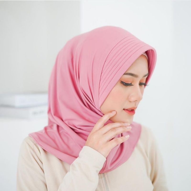 jilbab olahraga / hijab instan sport/ hijab silat / voly warna mocca-DUSTY PINK