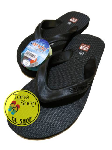  SANDAL  ANDO  PRIA COWOK POLOS  HAWAI HITAM Shopee Indonesia