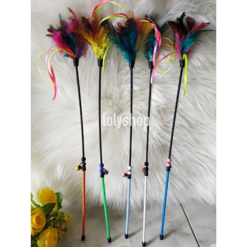 Mainan kucing cat toys stick tongkat bulu 03 plus lonceng ecer grosir