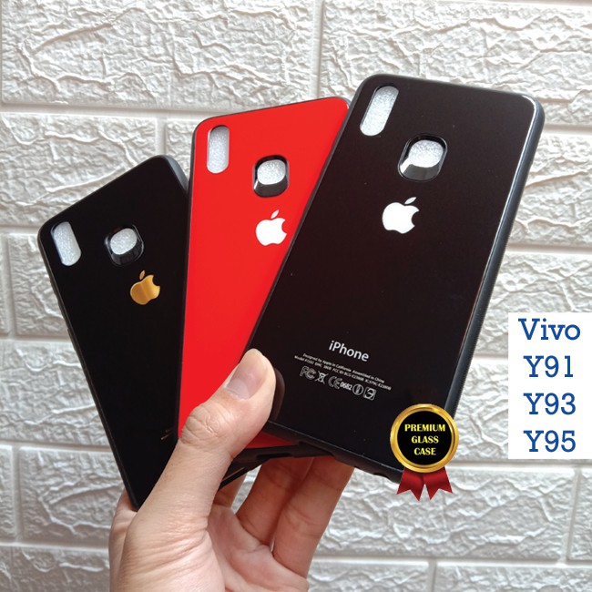 Premium Glass Case Vivo Y91 Y93 Y95 #12G (fingerprint) - Tempered Glass Case Custom Logo Iphone