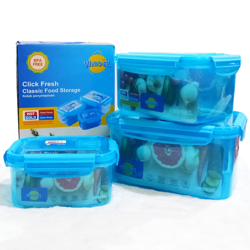 YOOYEE - YY 515 LUNCHBOX / FOOD STORAGE / TOPLES TUPPERWARE SET ISI 3 - BIRU