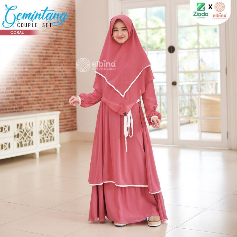 Set Dress Gemintang (Gamis dan Khimar) by Elbina Hijab/Hijab Syari/ Pakaian Muslimah Kekinian