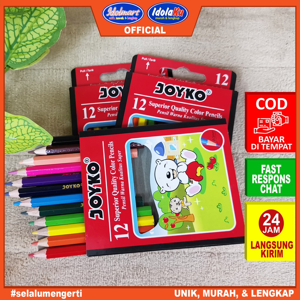 

IDOLMART Pensil Warna Joyko Pendek 12 Warna Karawang