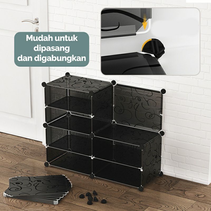 TERLARIS Rak Sepatu Anti Debu 4 Layer/Rak sepatu Susun Tebal Shoe Rack Portable Serbaguna / Rak sepatu pintu portable anti debu