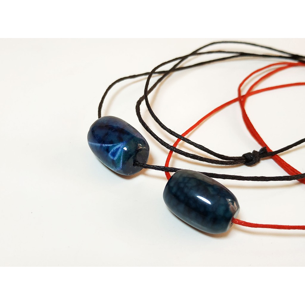 VeE Kalung Liontin Batu Giok Hitam Biru - Kalung Terapi Kesehatan