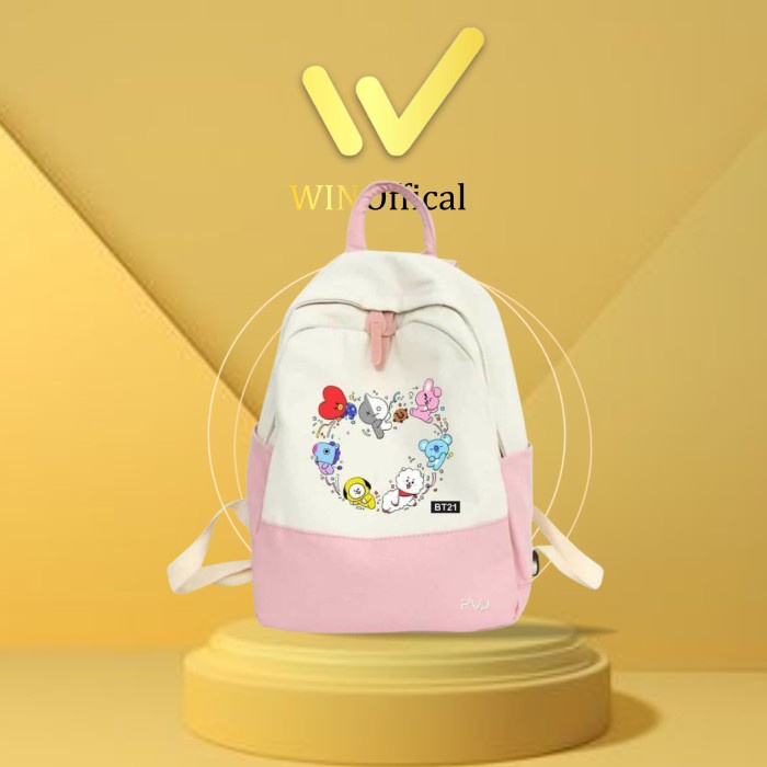 COD - Tas Ransel Anak Perempuan Style Korea BT21 Tas Sekolah BTS Fashion Kid - Pink