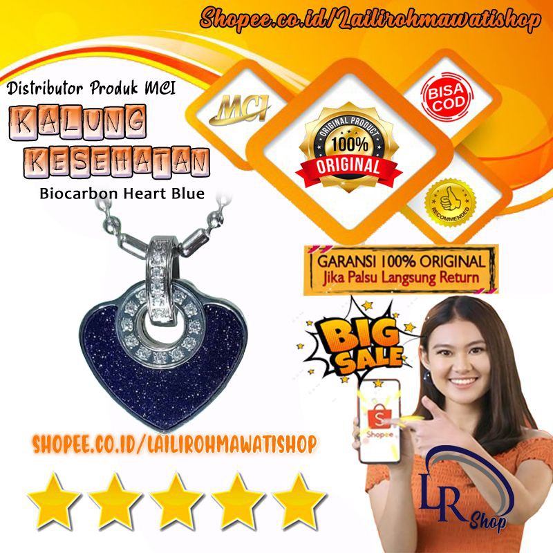 KALUNG MCI BIOCARBON HEART BLUE - PENDANT MCI - KALUNG KESEHATAN - KALUNG MCI - BIOCARBON HEART BLUE