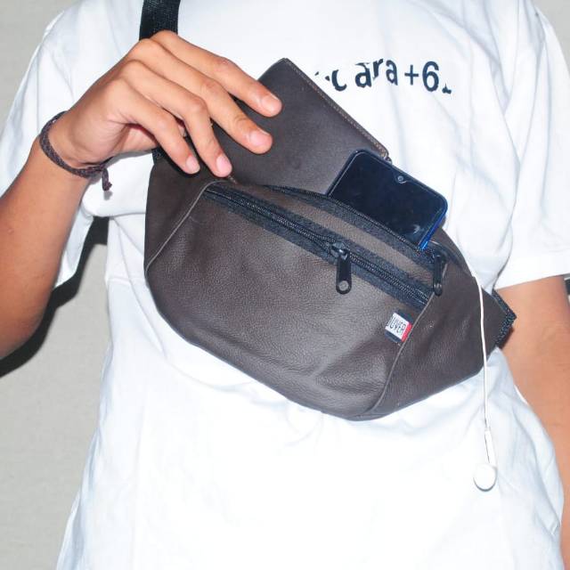 WAISTBAG TAS SELEMPANG PRIA WAIST BAG KULIT ASLI TAS PUNGGUNG DADA PINGGANG BODYPACK MURAH TERLARIS