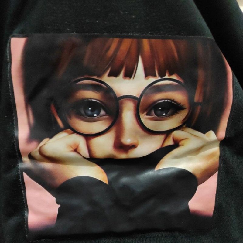 Kaos wanita kpop gadis kacamata fit xxl