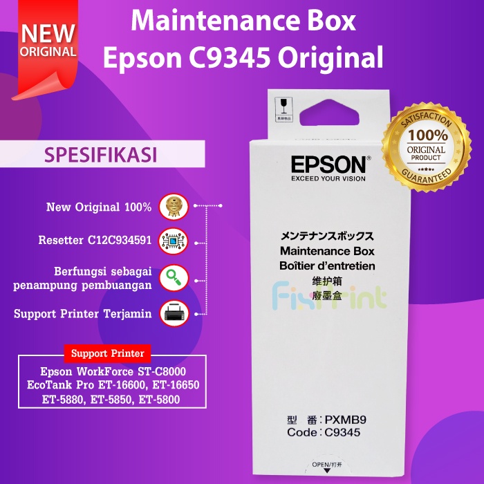 Epson C9345 Maintenance Box L15150 L15160 Pembuangan Tinta Printer L15180 M15140 L6550 L6580