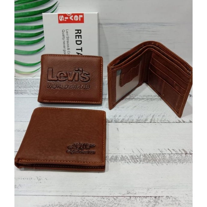 Dompet Import kulit asli pria cowok Levis simpel keren ukuran standard