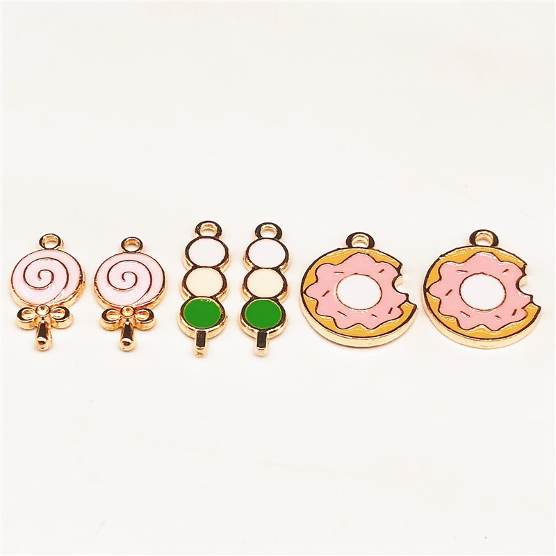 4 Pcs Liontin Bentuk Donat Bahan Alloy Untuk Anting Dan Gelang