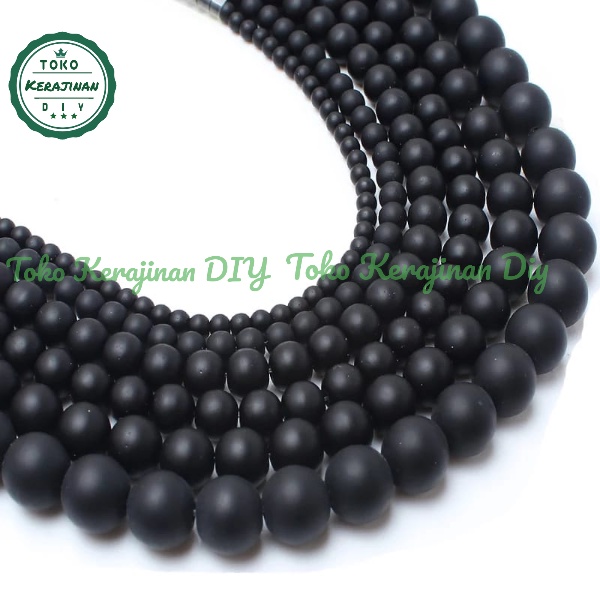 Bahan Gelang Manik Batu Hitam Doff Black Matte 6,8,10mm Untuk Craft Dan DIY