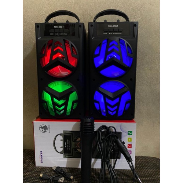 Speaker Bluetooth Mh-38bt Free Mic Karaoke Microphone Suara Jernih