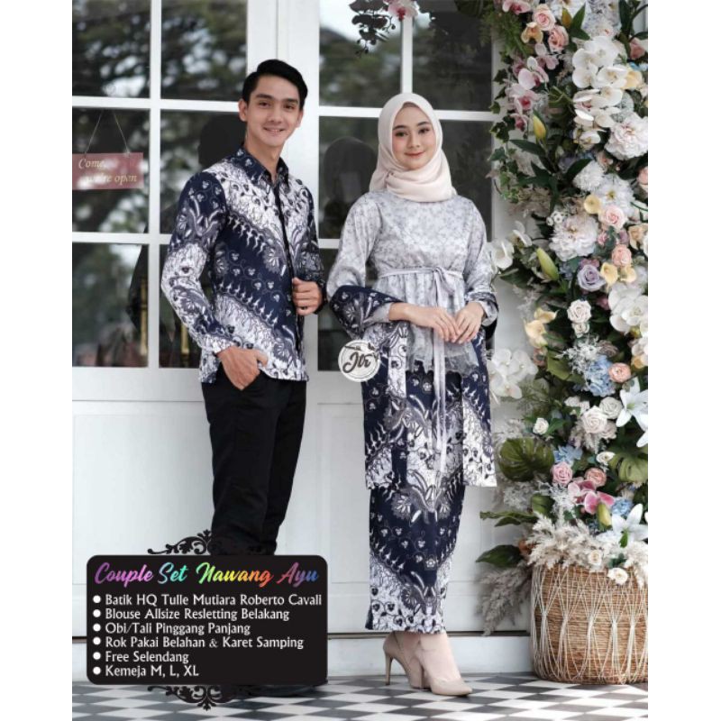 cople batik tunangan kebaya dan kemeja batik