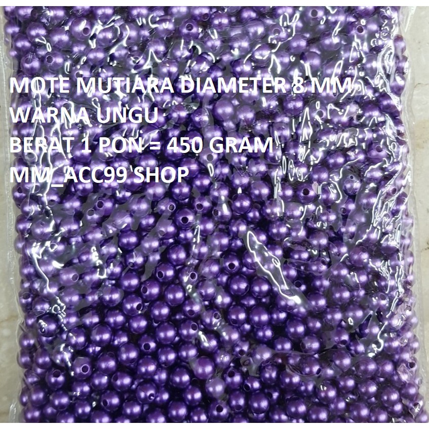 1 Pon Manik Mote Mutiara Diameter 8mm - Payet Mutiara 8mm