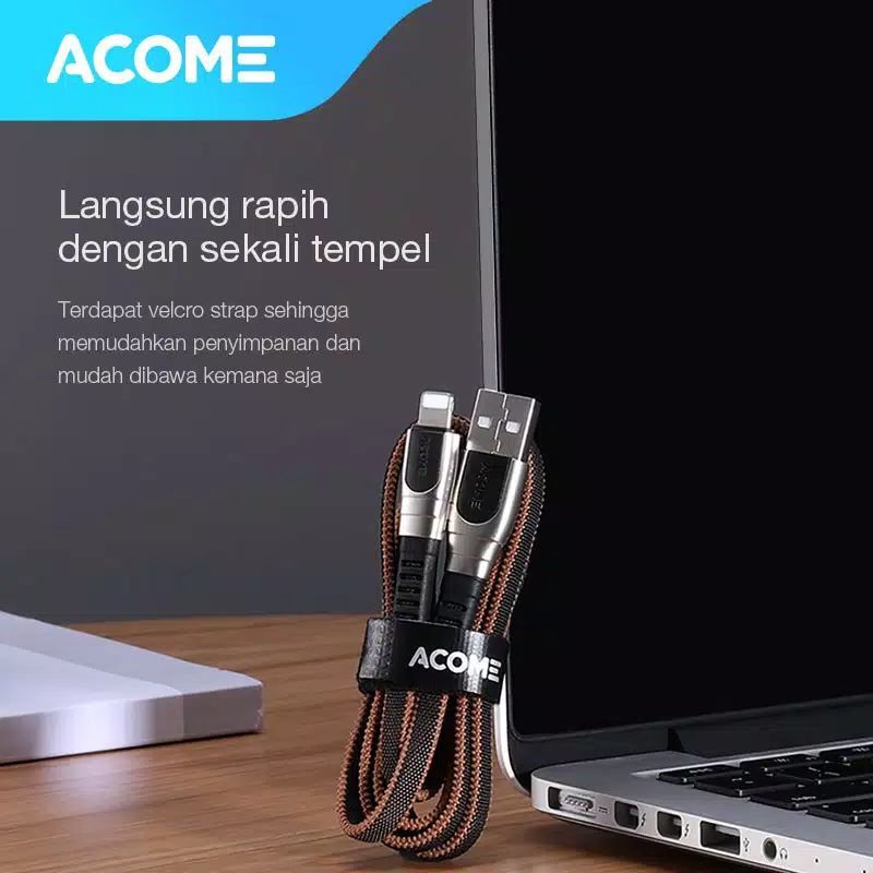 Acome Kabel Data iPhone 2.4A Fast Charging AiC QC 3.0 AKL  1M - Cable Lightning