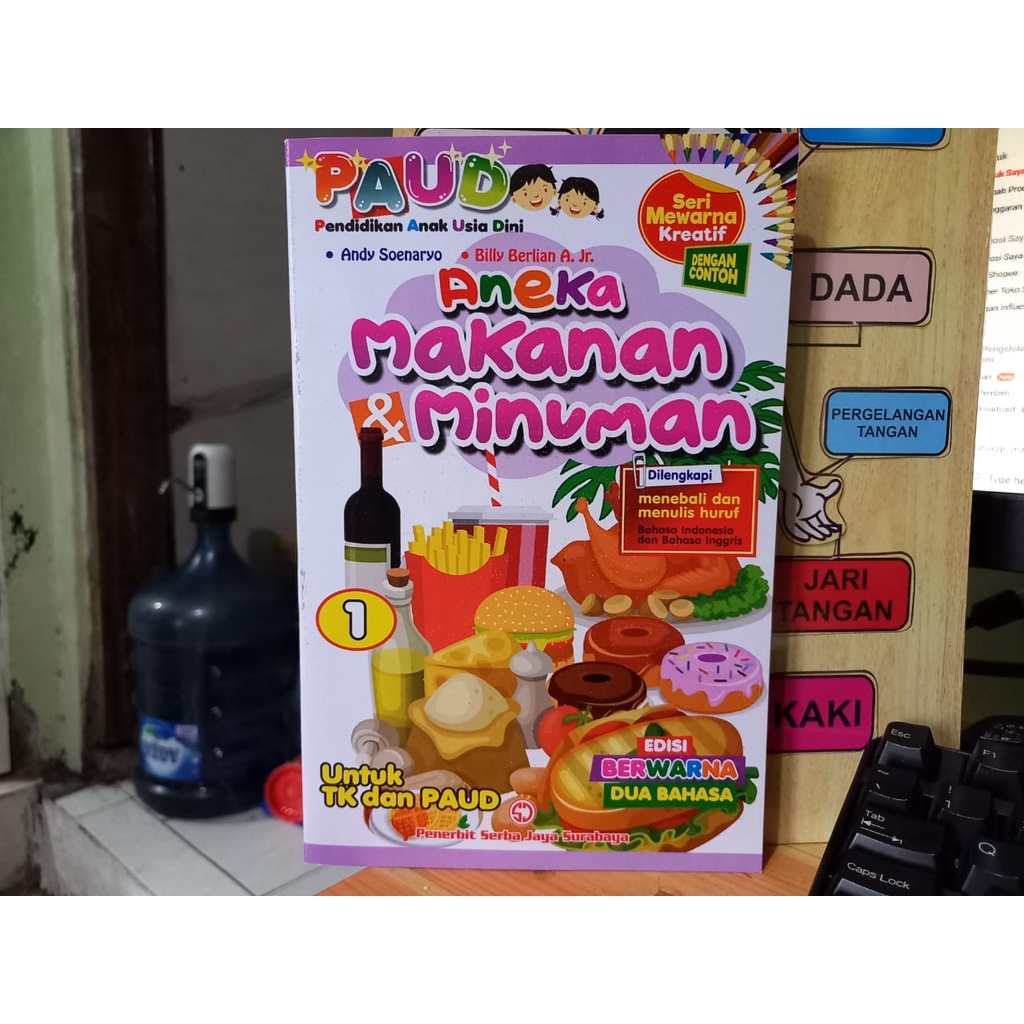 Buku Mewarnai Anak Paud Mewarnai Kreatif Aneka Makanan &amp; Minuman Menebali dan Menulis Huruf (FULL COLOR)