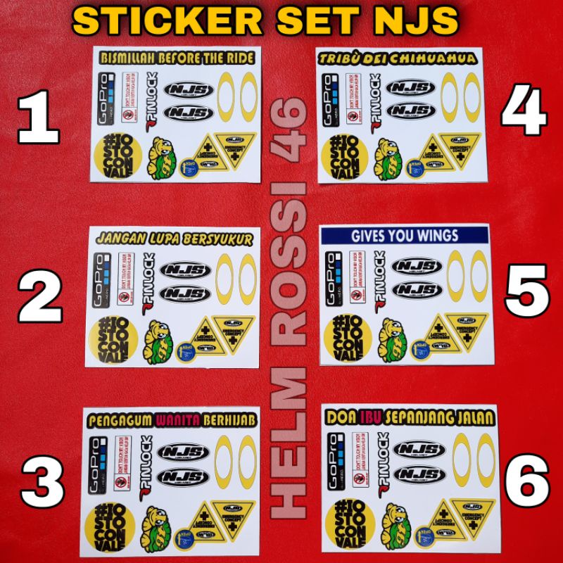 Sticker Full Set Helm NJS GO pro pinlock Turtle Oakley Variasi Visor