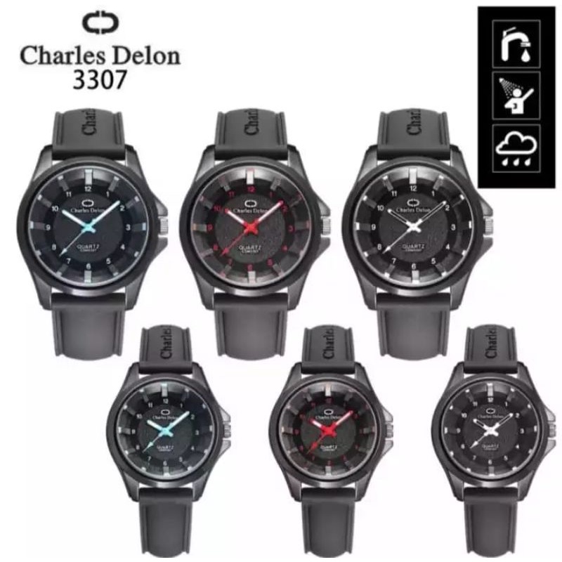 CHARLES DELON_JAM TANGAN CAOUPLE CHARLES DELON STRAP SILIKON TERBARU