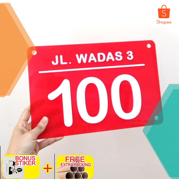 

Nomor Rumah Acrylic 30x20cm merah Elegan